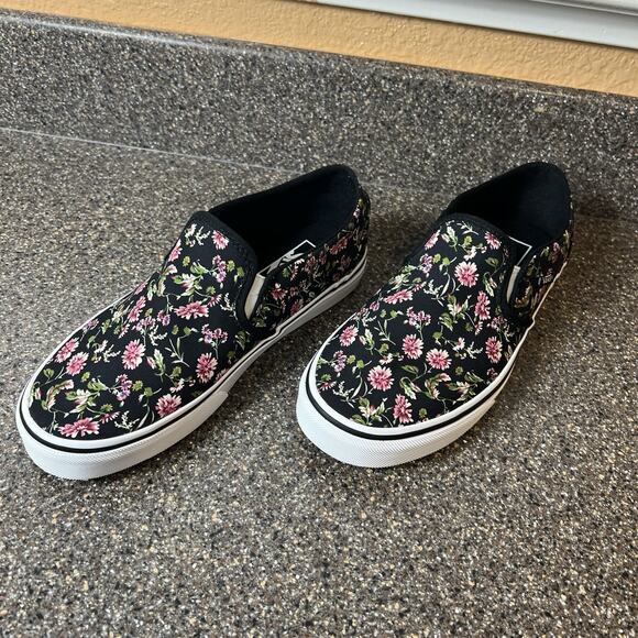 VANS Off The Wall Canvas Sneaker Shoes Womens Sz 8 Low Top Slip On Floral Casual - Picture 3 of 11
